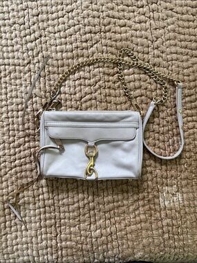 Rebecca Minkoff Leather Crossbody Bag in Light Gray with Gold Hardware